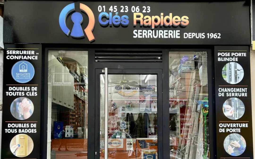 Façade de la boutique Clés Rapides serrurier Paris 10 rue du Faubourg Saint-Denis