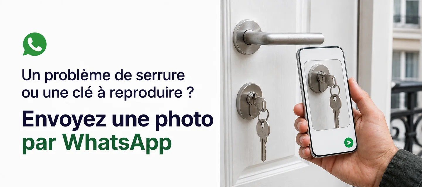 Un problème de serrure ou une clé à reproduire ? Envoyez une photo par WhatsApp.